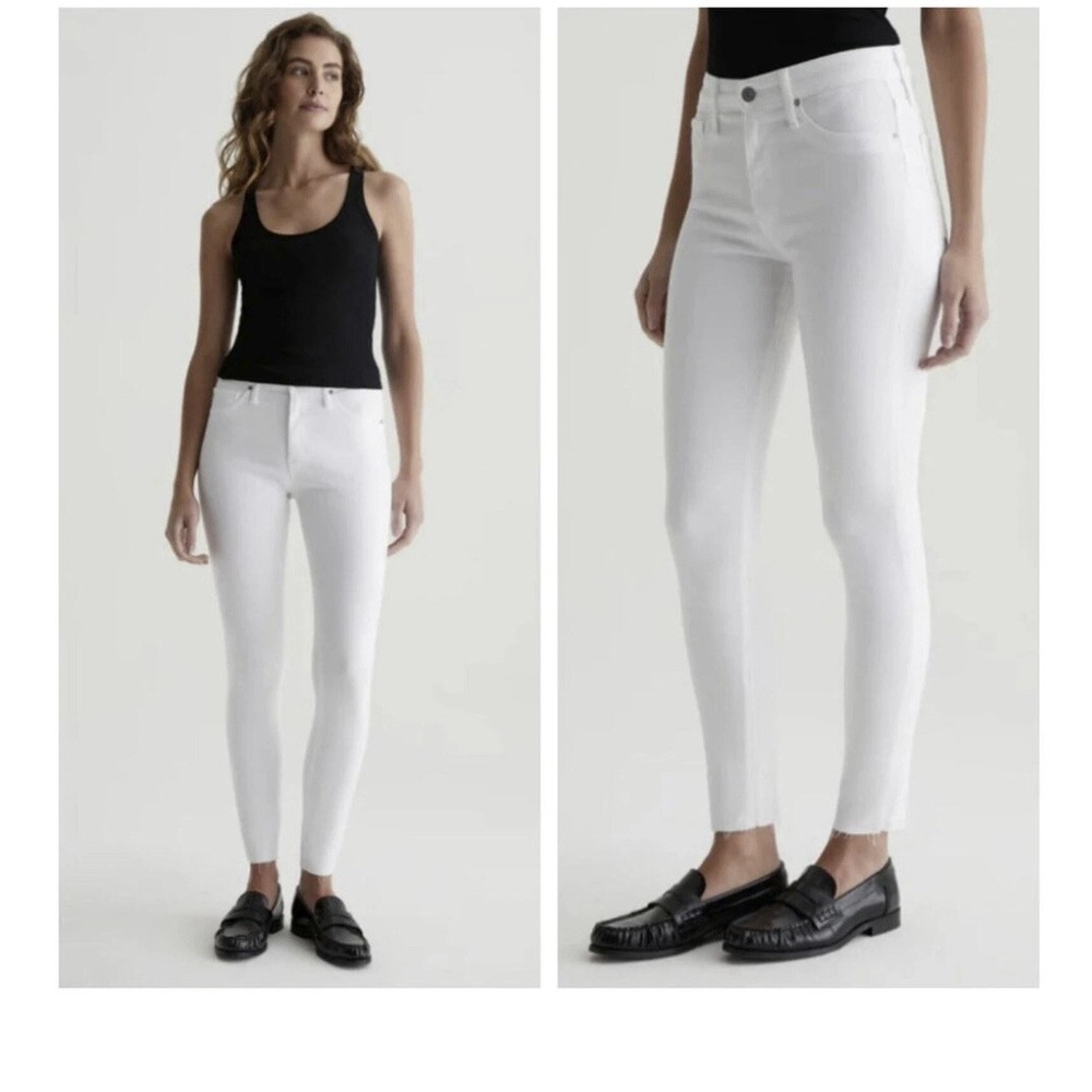 AG Adriano Goldschmied Women's Farrah Skinny Ankle Jean White Size 30 Out Hem